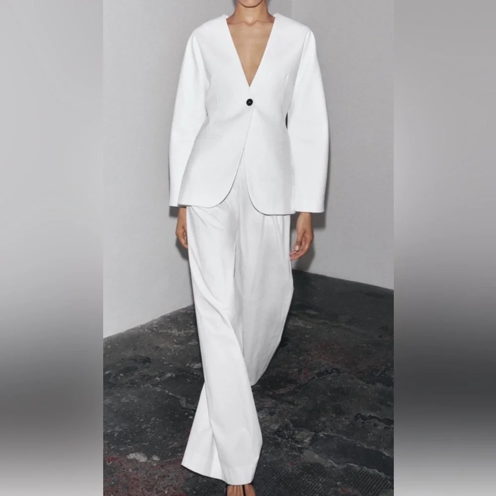 Zara Classic White Blazer S - Picture 2 of 9